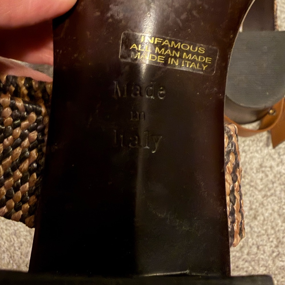 Italian Shoemakers Brown Woven-Accent Two-Strap Sandals - Picture 5 of 5
